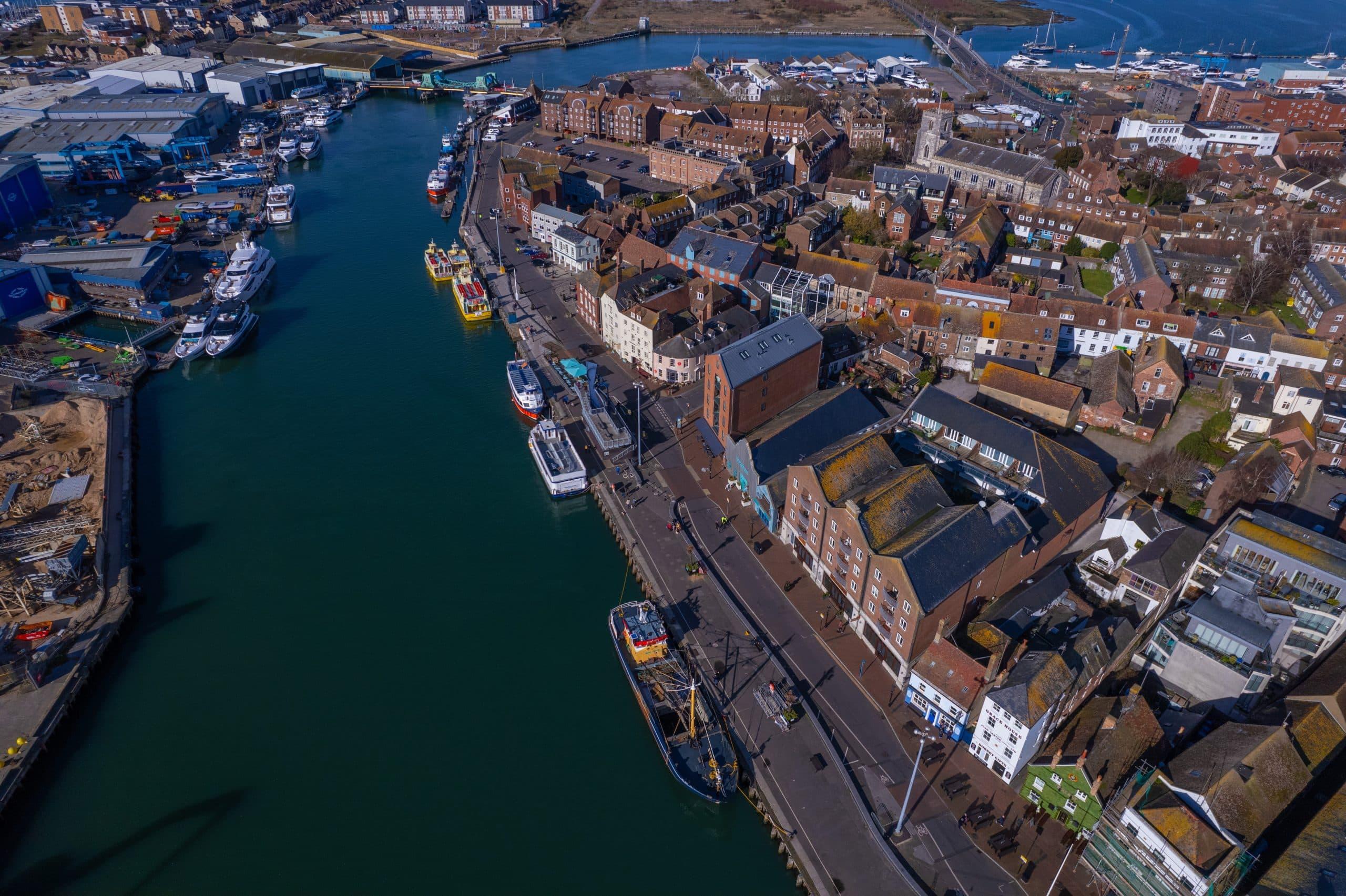 Poole Quay’s bustling shops, restaurants, and cafes